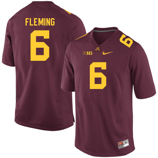 Men #6 Miles Fleming Minnesota Golden Gophers College Football Jerseys Sale-Maroon